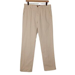 Johnnie-O Mens Stretch Chino Pants Stone Cotton Flat Front Straight Size 33 x 32